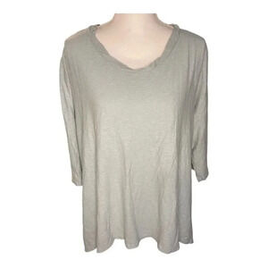 Cut Loose Women’s Large Mint Green 3/4 Sleeve Crinkly Twist Neckline Top‎